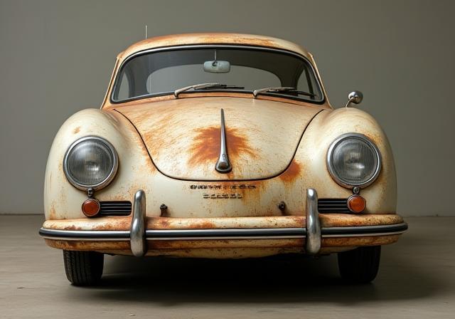Before restoration image of a Porsche 356.