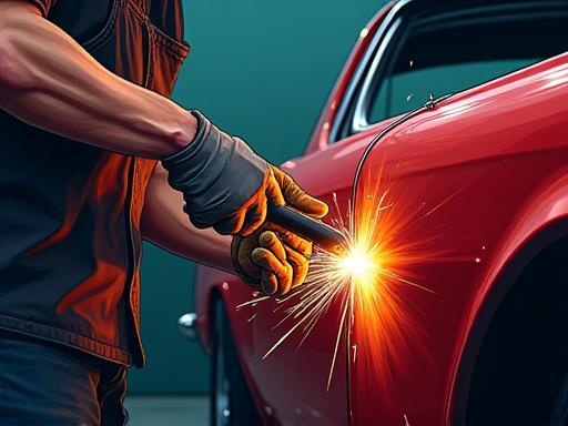 Image illustrating the Metalwork & Body Repair stage of the restoration process.